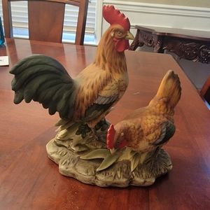 Vintage Ethan Allen rooster and hen #3224